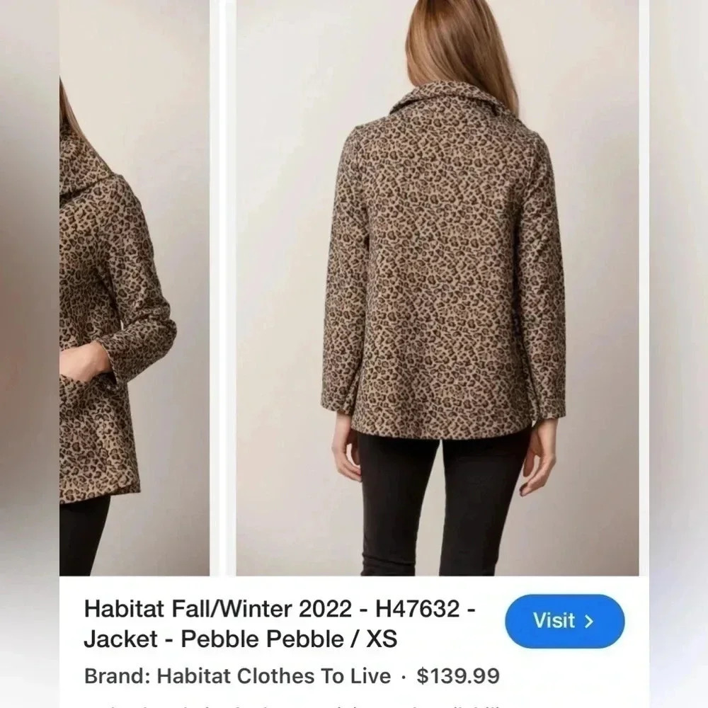 Habitat  NWT shacket,jacket,women M. Grey animal print,,PTP 21”, wide at waist - Picture 9 of 14